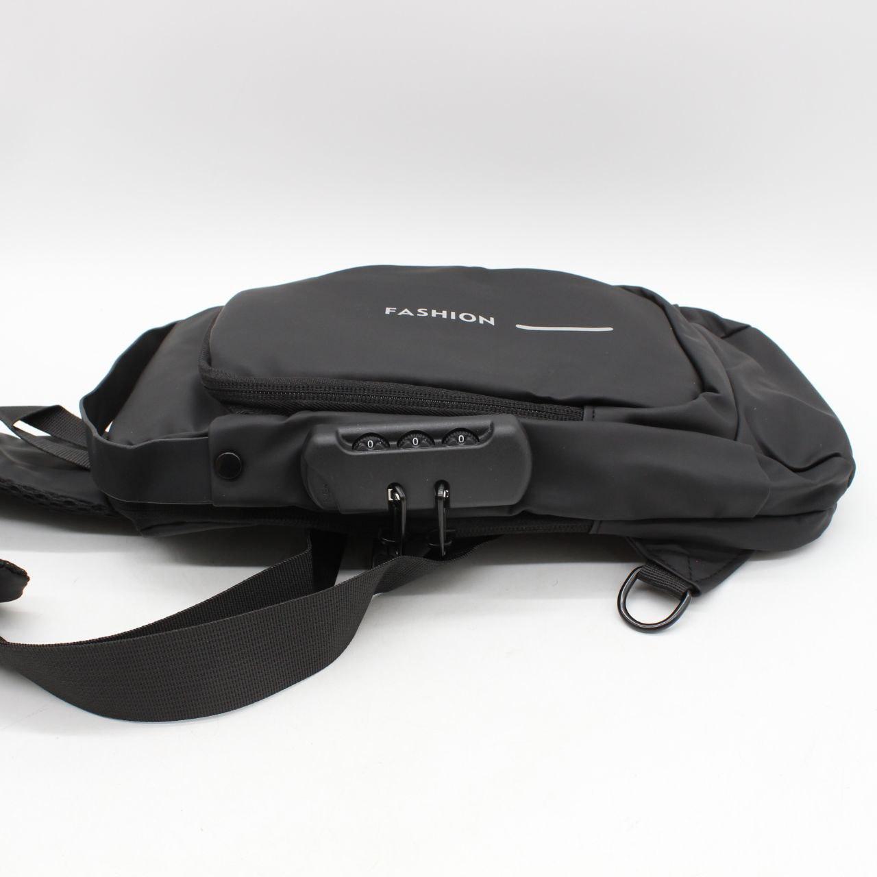 Сумка-рюкзак через плече (31х17см) 6995, з кодовим замком, Чорна / Водонепроникна чоловіча сумка