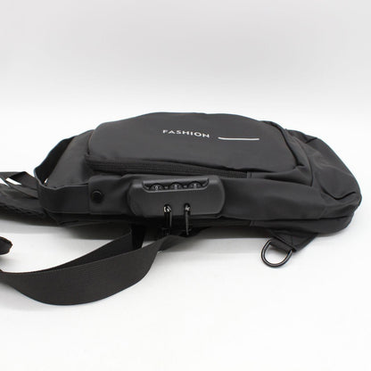 Сумка-рюкзак через плече (31х17см) 6995, з кодовим замком, Чорна / Водонепроникна чоловіча сумка