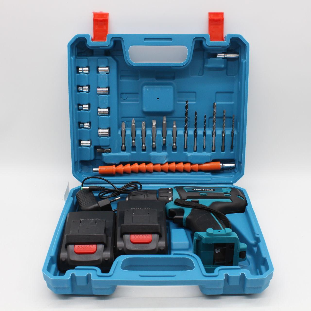 Шуруповерт з набором біт та свердлів + 2 акумулятори 24V в кейсі / Акумуляторний шуруповерт дриль