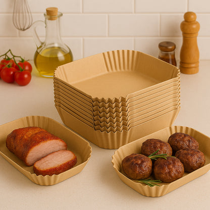 50шт Пергаментна форма для аерогрилю 20х16х4,5см / Одноразова форма пергаментна / Пергамент для духовки