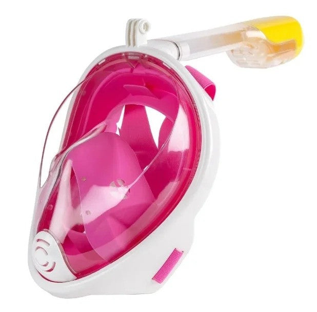 Повна панорамна маска для підводного плавання / Маска для снорклінга Рожевий S/M
