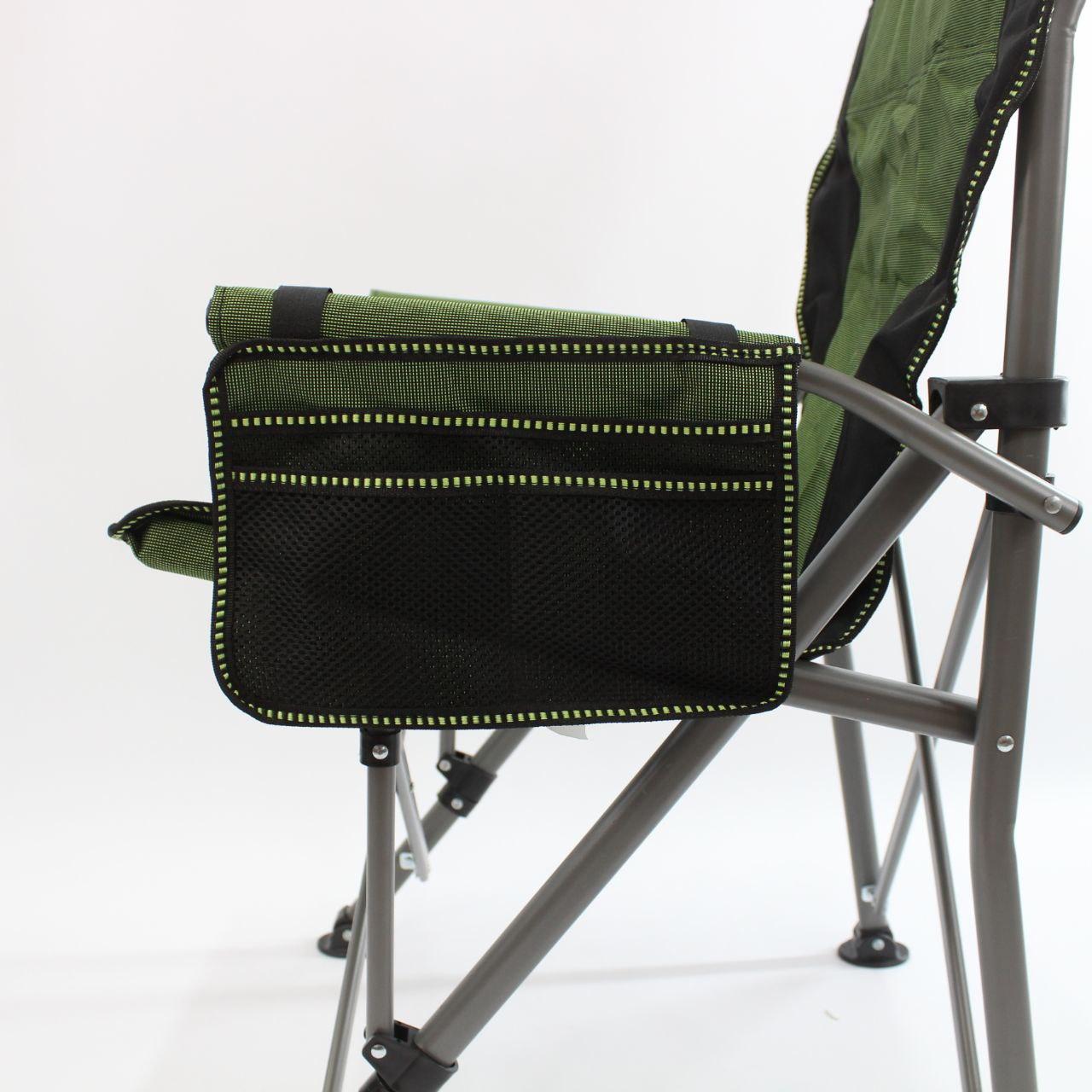 Складаний стілець з підлокітниками (95х60х58 см), HX-64-1, Зелений / Рибальський стілець-крісло / Крісло для пікніка