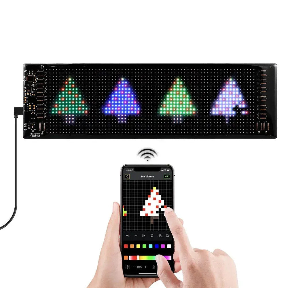 LED світлодіодний екран для авто 16×96, Bluetooth, USB + пульт / Гнучка LED панель / Гнучкий екран з анімацією