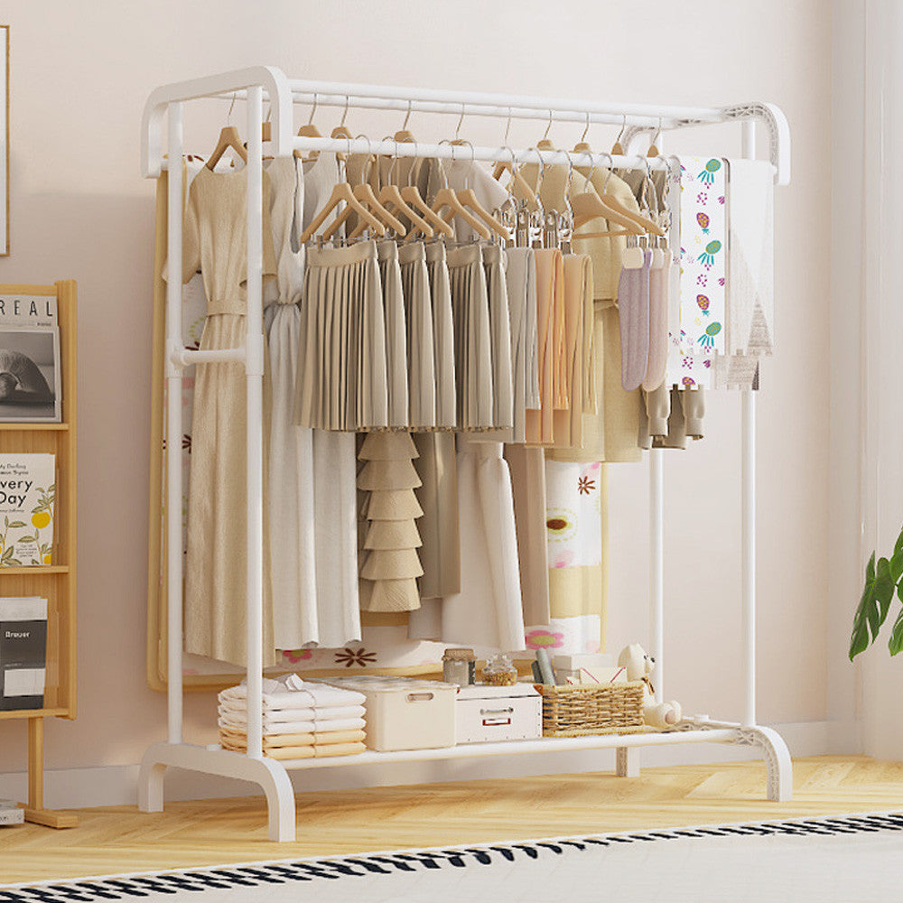 Вішалка підлогова для одягу, 157х91х44см, Білий / Стійка для одягу / Вішалка з полицями для взуття