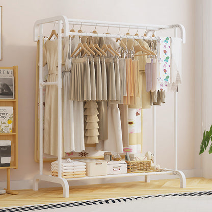 Вішалка підлогова для одягу, 157х91х44см, Білий / Стійка для одягу / Вішалка з полицями для взуття