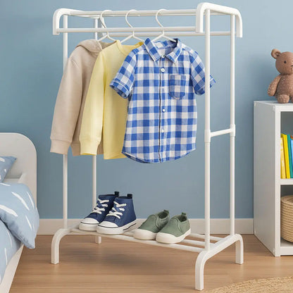 Вішалка підлогова для одягу, 157х91х44см, Білий / Стійка для одягу / Вішалка з полицями для взуття