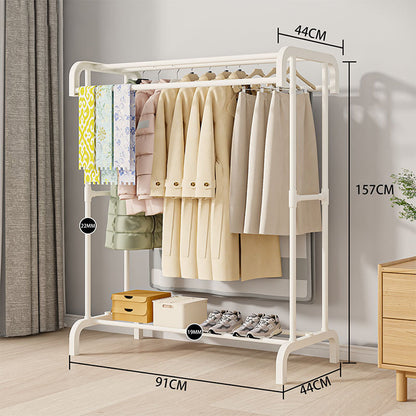 Вішалка підлогова для одягу, 157х91х44см, Білий / Стійка для одягу / Вішалка з полицями для взуття