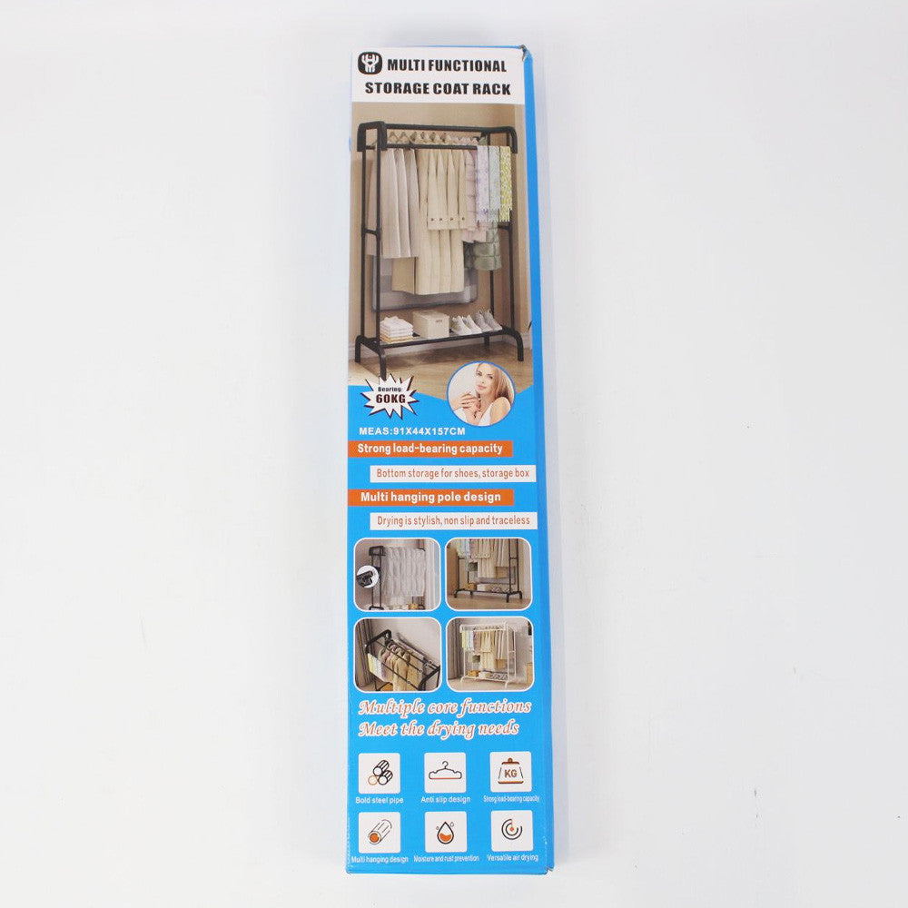 Вішалка підлогова для одягу, 157х91х44см, Білий / Стійка для одягу / Вішалка з полицями для взуття