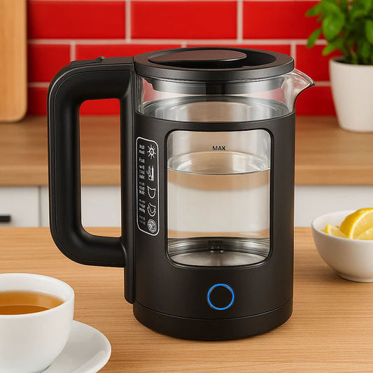 Скляний електрочайник з підсвічуванням, 2.3л, 1500Вт, Su Tai ST-2078, Чорний / Електричний чайник дисковий