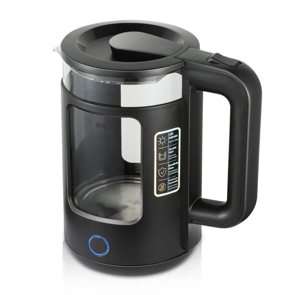 Скляний електрочайник з підсвічуванням, 2.3л, 1500Вт, Su Tai ST-2078, Чорний / Електричний чайник дисковий