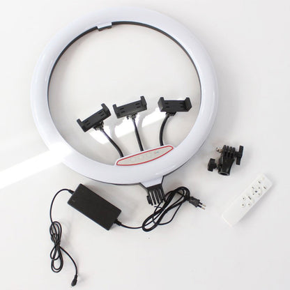 Кільцева лампа 45 см RGB, MJ45 / Різнокольорова світлодіодна LED лампа з 3 тримачами та пультом