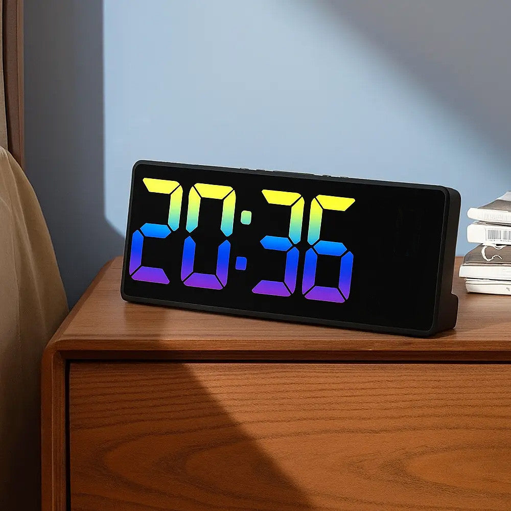 Цифровий LED годинник з будильником RGB JX012 / Настільний годинник / Годинник цифровий