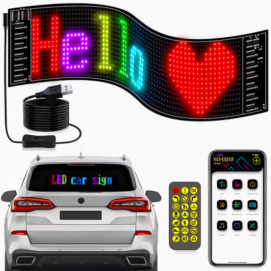 LED світлодіодний екран для авто 16×96, Bluetooth, USB + пульт / Гнучка LED панель / Гнучкий екран з анімацією