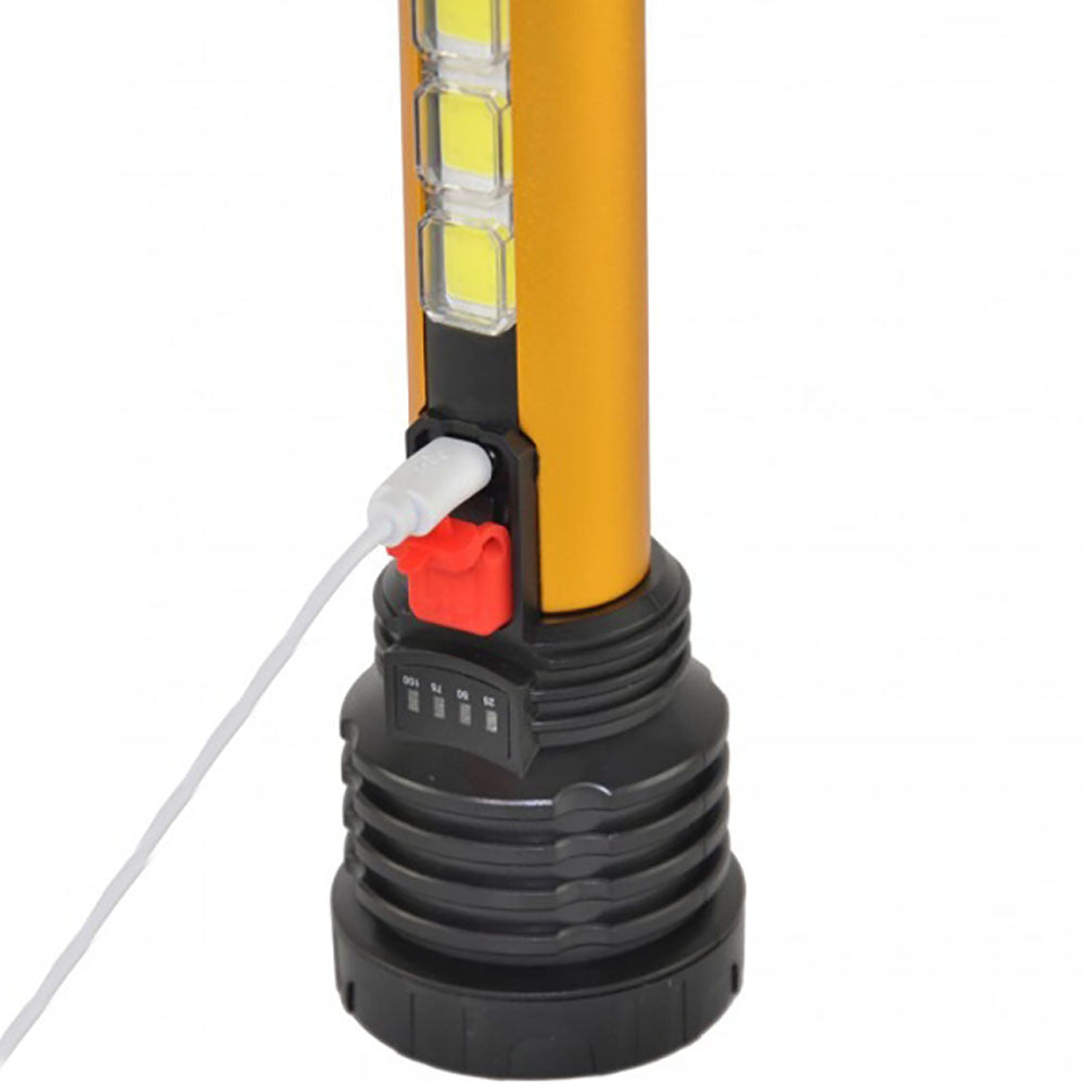 Потужний ручний ліхтар акумуляторний 1LED5W + 3xCOB, 1х18650, CB-C60, Чорно-жовтий / Світлодіодний ліхтарик з бічним світлом