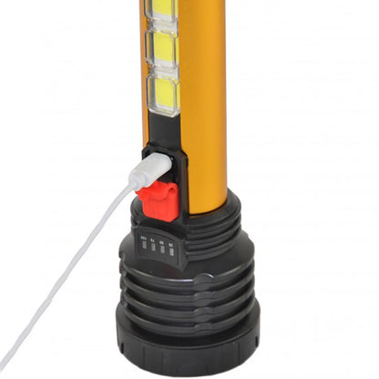 Потужний ручний ліхтар акумуляторний 1LED5W + 3xCOB, 1х18650, CB-C60, Чорно-жовтий / Світлодіодний ліхтарик з бічним світлом