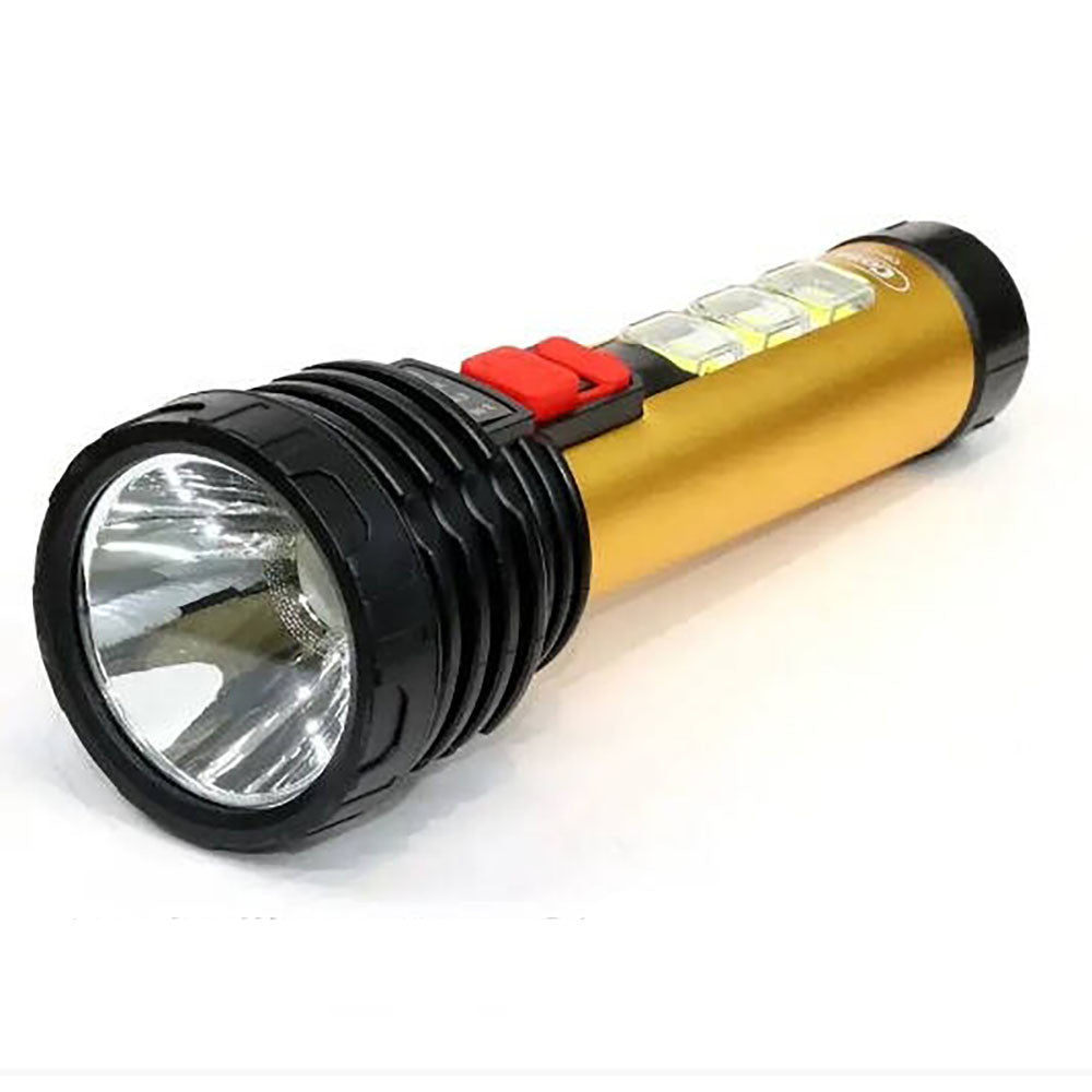 Потужний ручний ліхтар акумуляторний 1LED5W + 3xCOB, 1х18650, CB-C60, Чорно-жовтий / Світлодіодний ліхтарик з бічним світлом