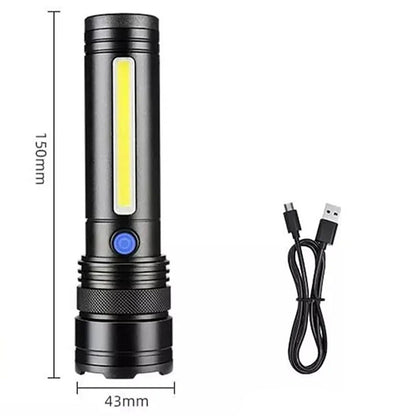 Ручний ліхтарик з Zoom, 1200мАч, USB, X-Balog BL-C27, Чорний / Ліхтарик акумуляторний / Світлодіодний ліхтар ручний