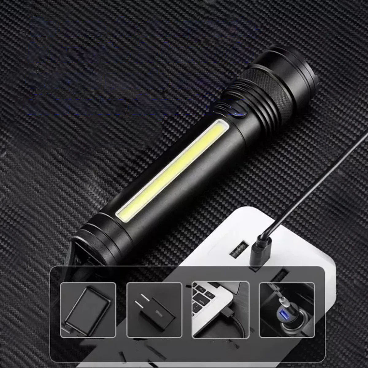 Ручний ліхтарик з Zoom, 1200мАч, USB, X-Balog BL-C27, Чорний / Ліхтарик акумуляторний / Світлодіодний ліхтар ручний