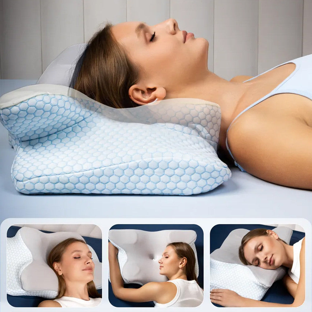 Ортопедична подушка Метелик, 62х41х10см, Білий / Анатомічна подушка для шиї / Подушка для сну