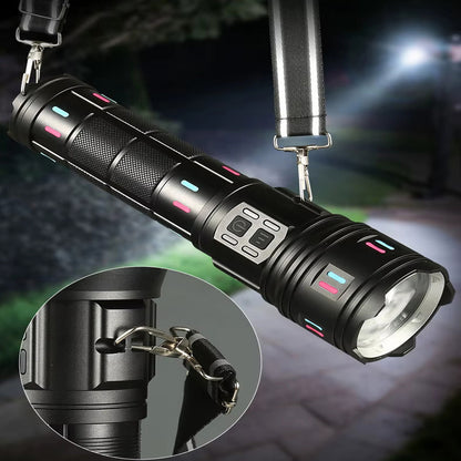Акумуляторний ліхтар ручний 8x18650, від USB, Power bank, Zoom, AK178, Чорний / Світодіодний ліхтар / Ручний ліхтар