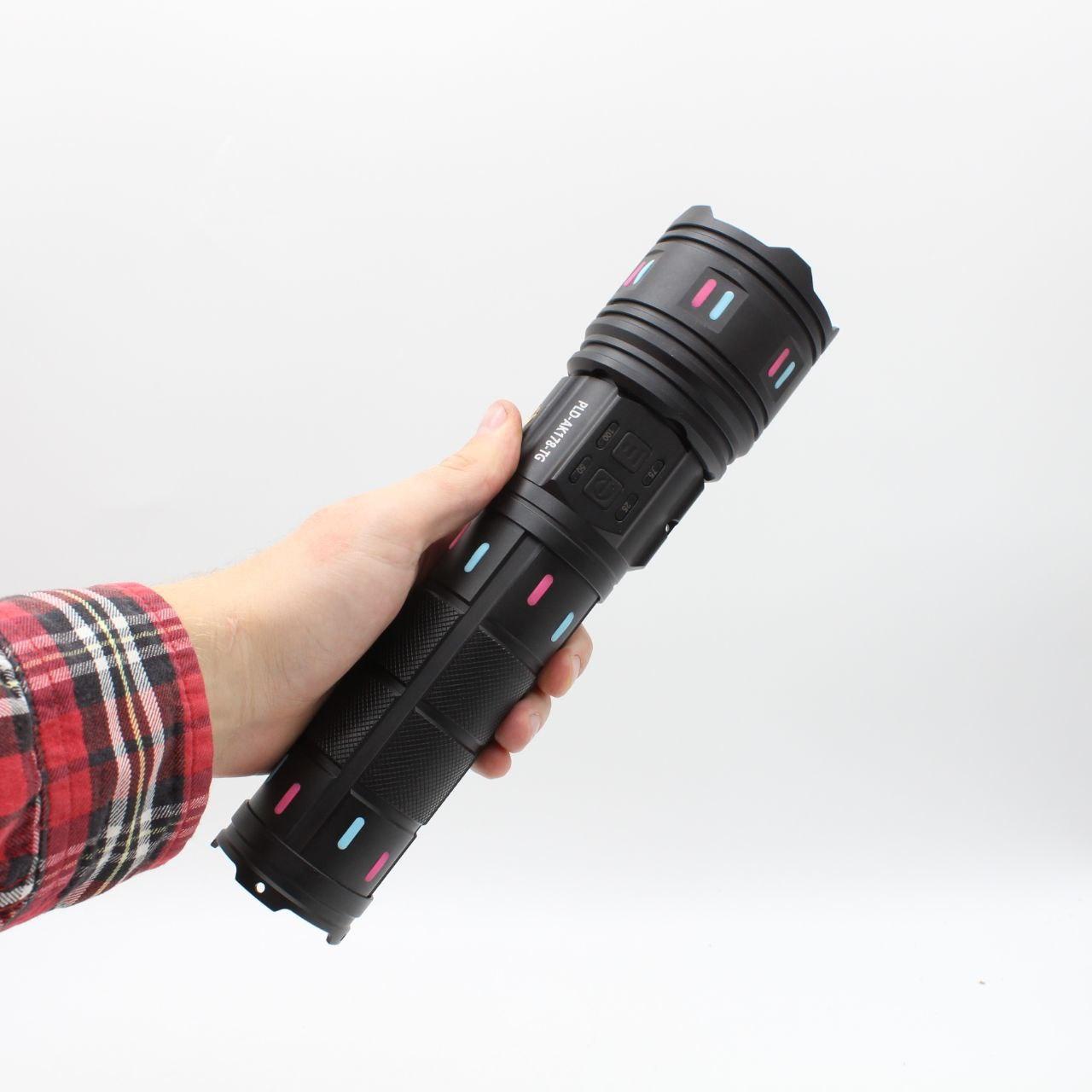 Акумуляторний ліхтар ручний 8x18650, від USB, Power bank, Zoom, AK178, Чорний / Світодіодний ліхтар / Ручний ліхтар