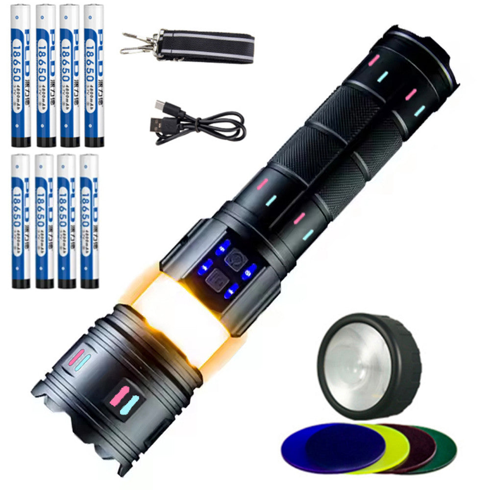 Акумуляторний ліхтар ручний 8x18650, від USB, Power bank, Zoom, AK178, Чорний / Світодіодний ліхтар / Ручний ліхтар