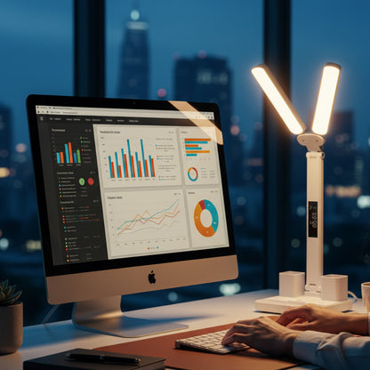 Настільна лампа з двома плафонами, 7Вт, від USB / Світлодіодна акумуляторна лампа з термометром та годинником