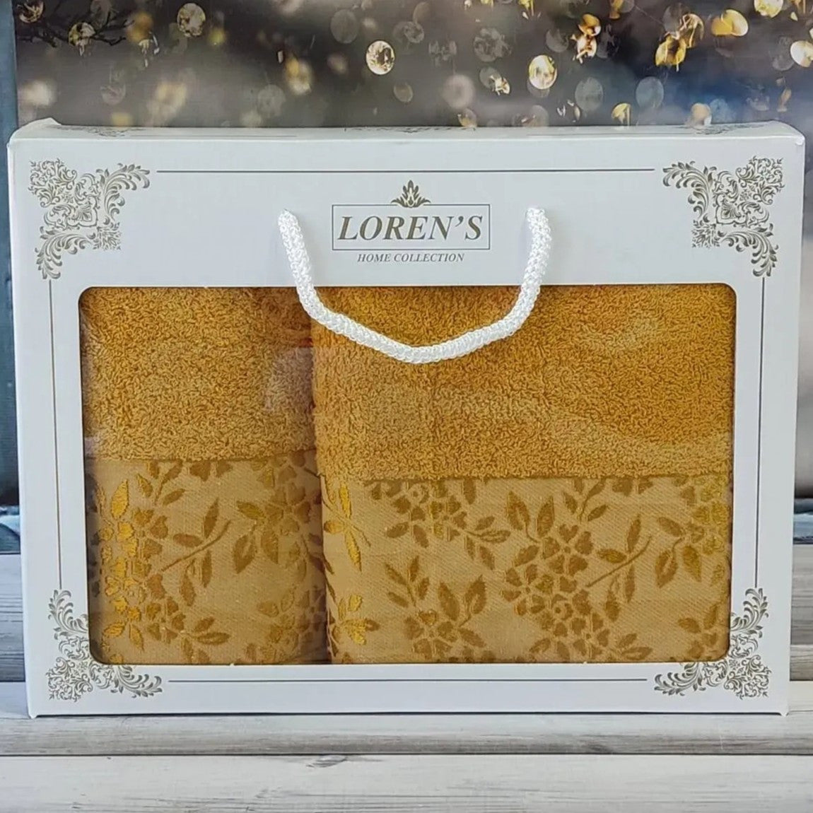 Рушники бавовняні 2 шт., 50×90 см, 70×140 см, Mame Romaska Yellow / Комплект махрових рушників / Набір банних рушників