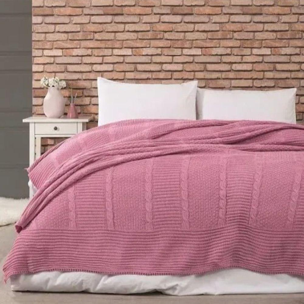 Плед в'язаний, акриловий, 220х240 см, Belizza Pembe / Акрилове покривало / В'язане покривало