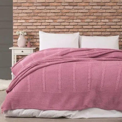 Плед в'язаний, акриловий, 220х240 см, Belizza Pembe / Акрилове покривало / В'язане покривало