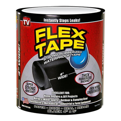 Водонепроникна ізоляційна стрічка 150×10см, Flex Tape 2, Чорний / Універсальний ремонтний скотч / Клейка стрічка надміцна