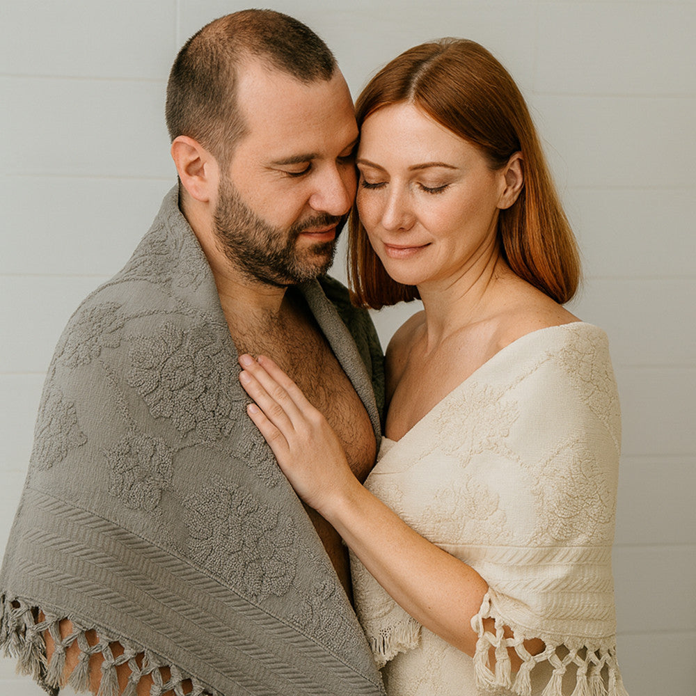 Махрові рушники 70х140 см, 4 шт/пач, Hazan Gulu Dray Harem / Набір рушників банних / Бавовняні рушники