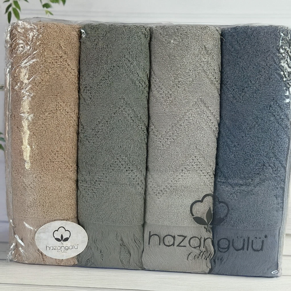Махрові рушники 70х140 см, 4 шт/пач, Hazan Gulu Dray Oslo / Комплект бавовняних рушників / Набір рушників бавовняних