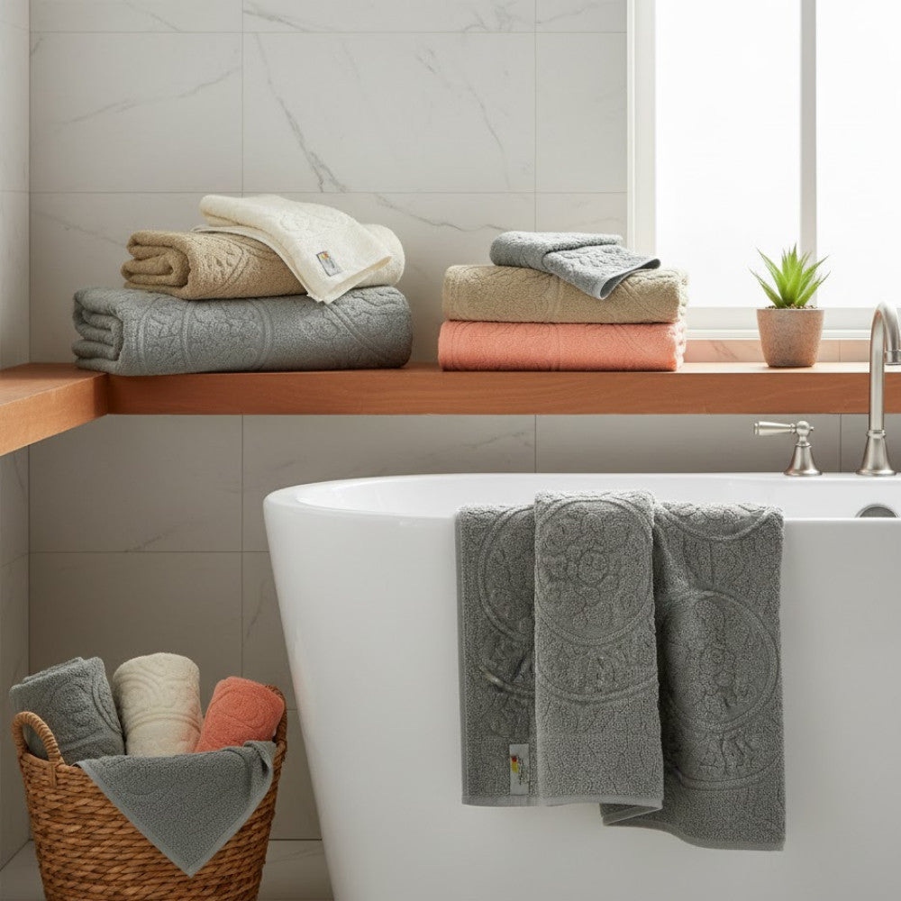 Рушники махрові 50х90см, Cestepe Lux cotton Baki / Комплект коттонових рушників для рук та обличчя