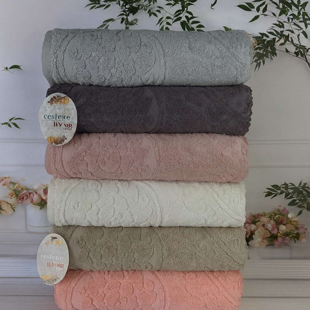 Рушники махрові 50х90см, Cestepe Lux cotton Baki / Комплект коттонових рушників для рук та обличчя