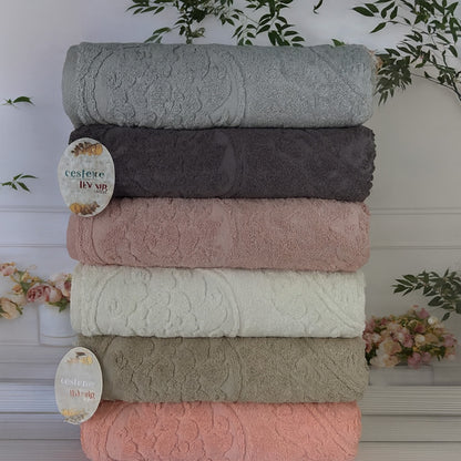 Рушники махрові 50х90см, Cestepe Lux cotton Baki / Комплект коттонових рушників для рук та обличчя