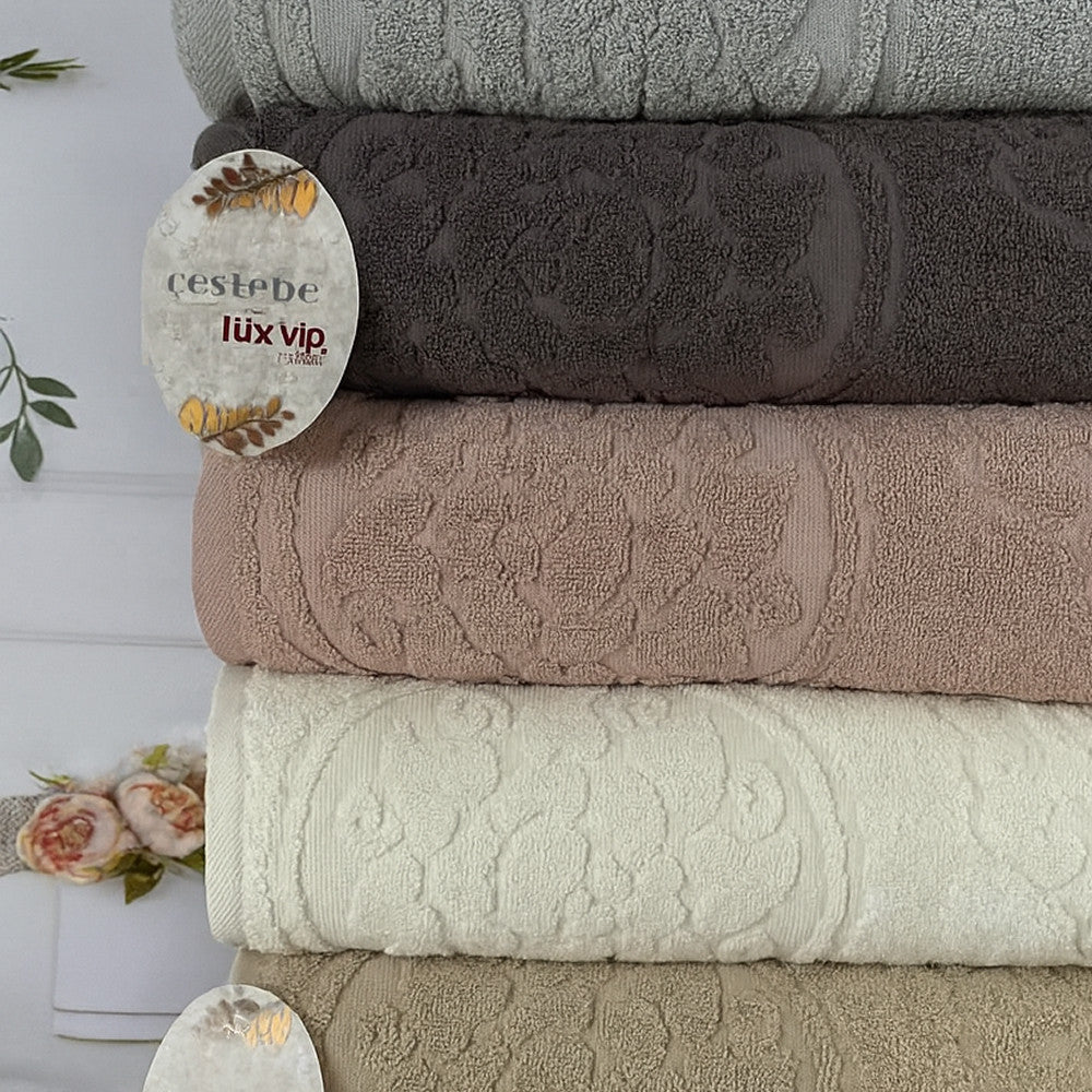 Рушники махрові 50х90см, Cestepe Lux cotton Baki / Комплект коттонових рушників для рук та обличчя