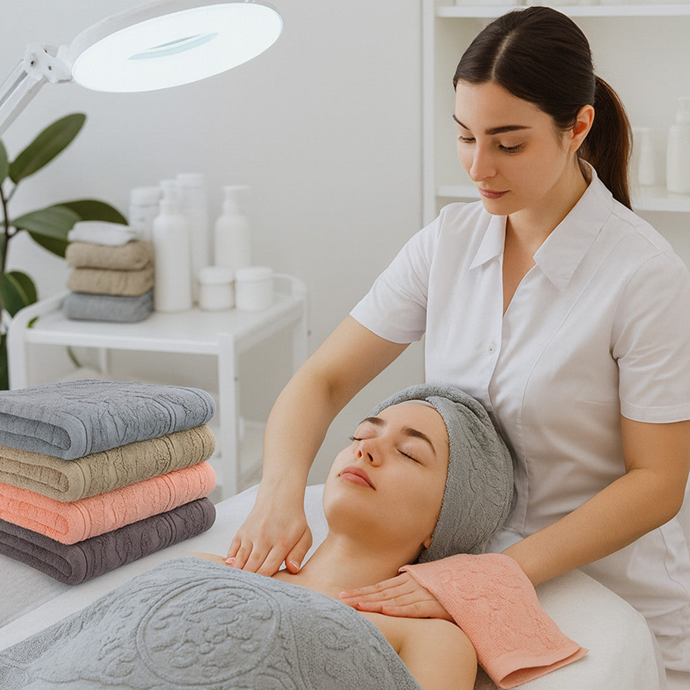 Рушники махрові 50х90см, Cestepe Lux cotton Baki / Комплект коттонових рушників для рук та обличчя
