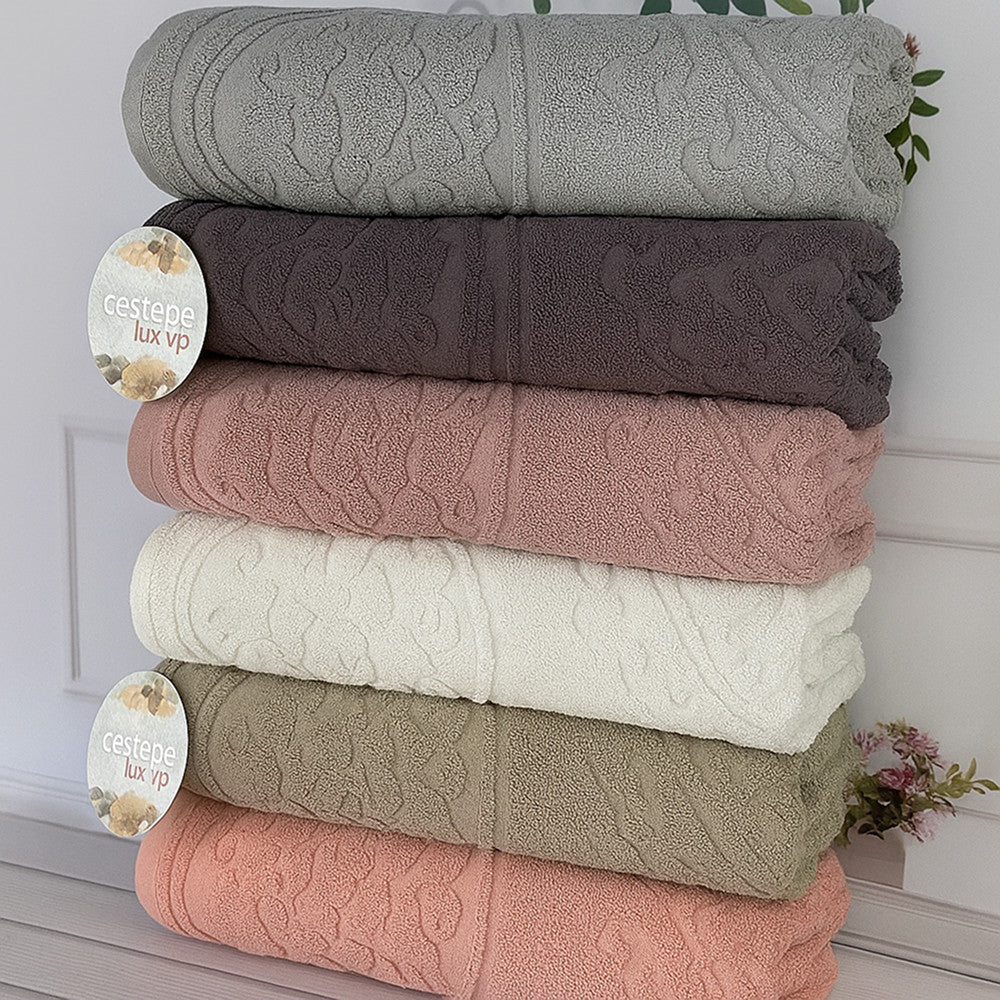 Рушники махрові 50х90см, Cestepe Lux cotton Baki / Комплект коттонових рушників для рук та обличчя