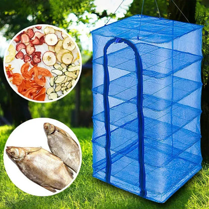 Складна сушарка для риби, грибів та овочів (100х50х50см), 5 ярусів / Підвісна сітка для сушки фруктів