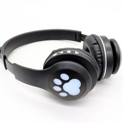 Бездротові навушники Котячі вушка VZV-23M, Чорні / Дитячі навушники з підсвічуванням та мікрофоном