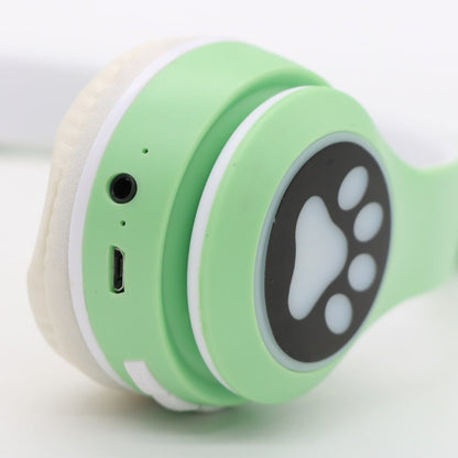 Бездротові навушники Котячі вушка VZV-23M, Зелені / Дитячі навушники з підсвічуванням та мікрофоном