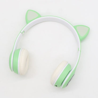Бездротові навушники Котячі вушка VZV-23M, Зелені / Дитячі навушники з підсвічуванням та мікрофоном