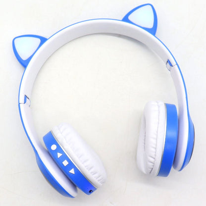 Бездротові навушники Котячі вушка VZV-23M, Сині / Дитячі навушники з підсвічуванням та мікрофоном