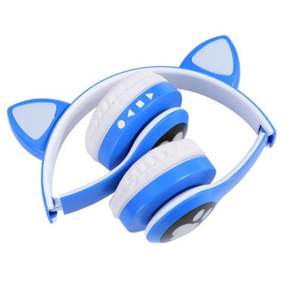Бездротові навушники Котячі вушка VZV-23M, Сині / Дитячі навушники з підсвічуванням та мікрофоном