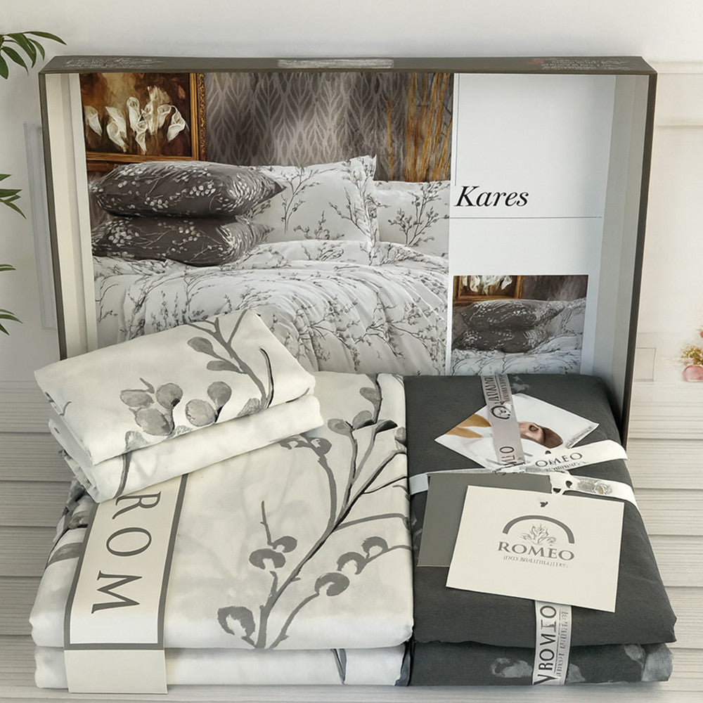 Комплект постільної білизни попліновий, Romeo home Poplin Kares / Набір постільної білизни бавовняний