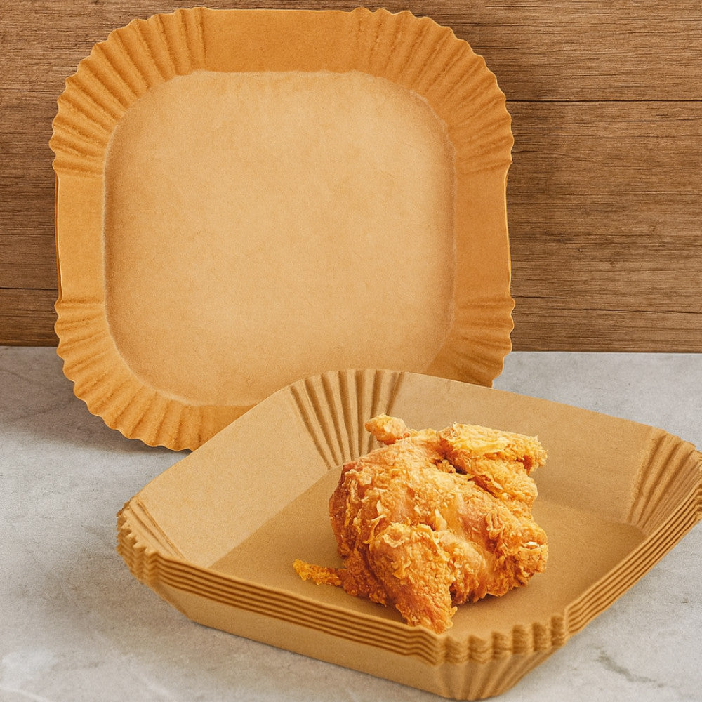 50шт Пергаментна форма для аерогрилю, одноразова, 16х16х4,5см / Пергаментні форми / Пергамент для аерогрилю