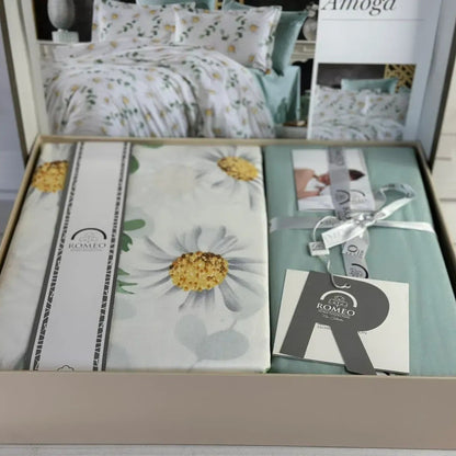 Постільна білизна бавовна, Євро розмір, подарункова упаковка, Romeo Home Poplin Amoga / Комплект постільної білизни