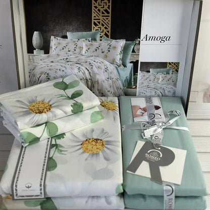 Постільна білизна бавовна, Євро розмір, подарункова упаковка, Romeo Home Poplin Amoga / Комплект постільної білизни