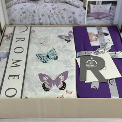 Постільна білизна бавовна, Євро розмір, подарункова упаковка, Romeo Home Poplin Butterfly 2 / Бавованяна постільна білизна